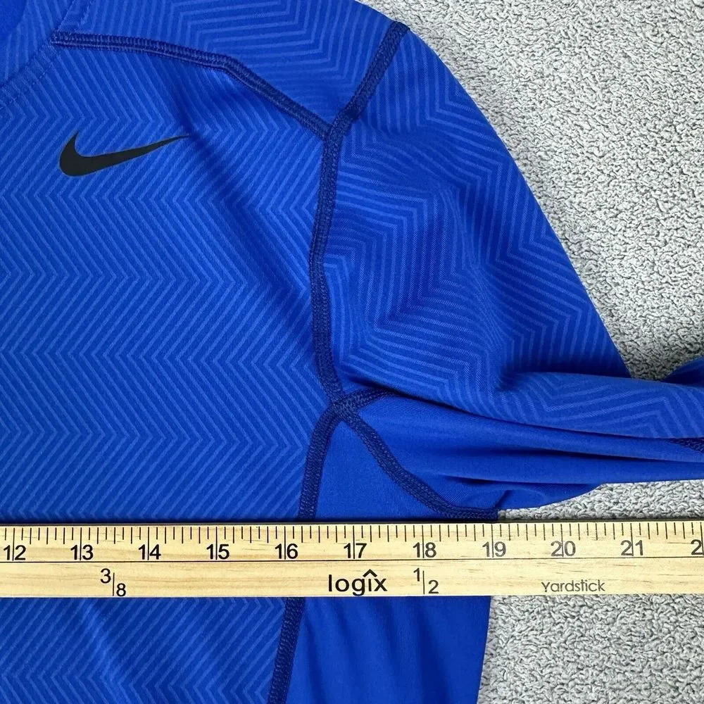Nike Pro Combat Hyperwarm Shirt Mens M Blue Dri Fit Compression‎ Athletic READ*